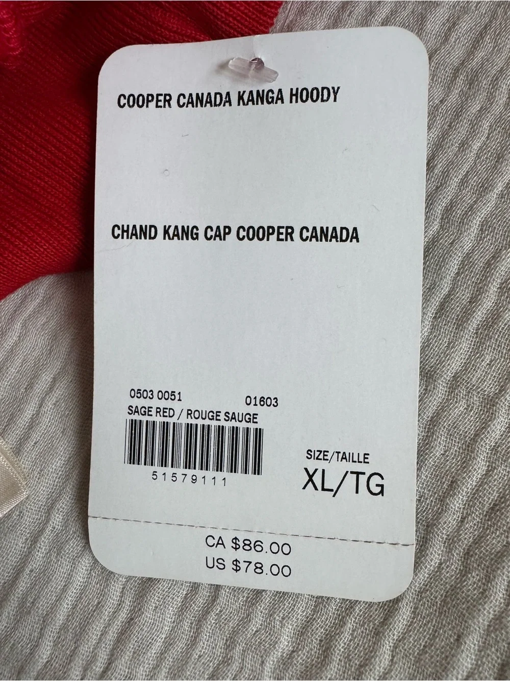 ROOTS Cooper Canada Kanga Hoodie in Sage Red (Unisex) - Picture 8 of 8